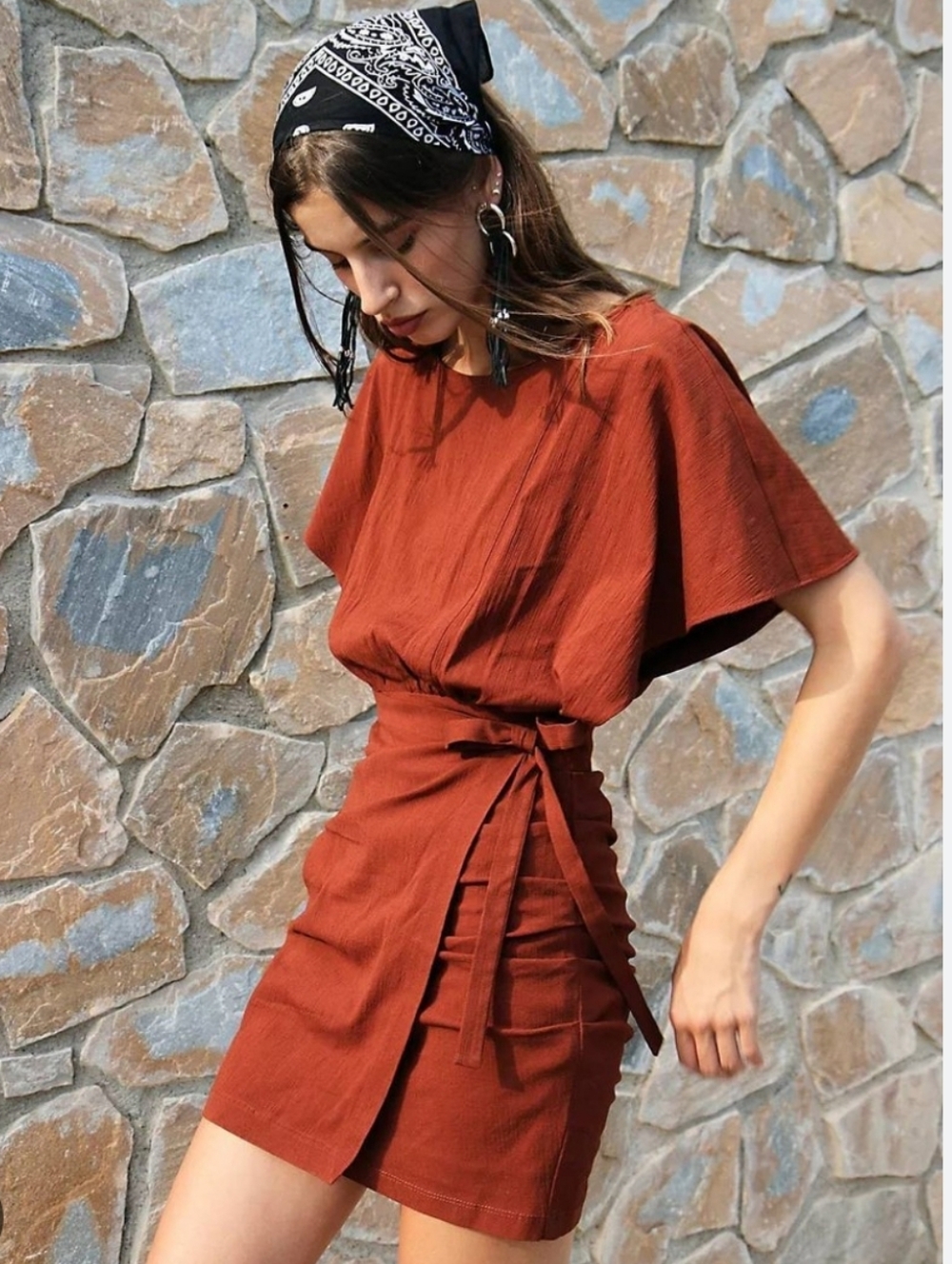 Free People Rust Rough Rider Mini Dress XS